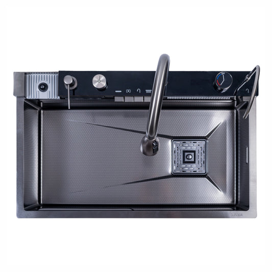 Chiuveta multifunctionala Smart Cuisine, cu accesorii incluse, Naimeed D6744, functii multiple, otel inoxidabil, Gri, 210x750x460mm