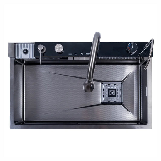Chiuveta multifunctionala Smart Cuisine, cu accesorii incluse, Naimeed D6744, functii multiple, otel inoxidabil, Gri, 210x750x460mm - 221.ro