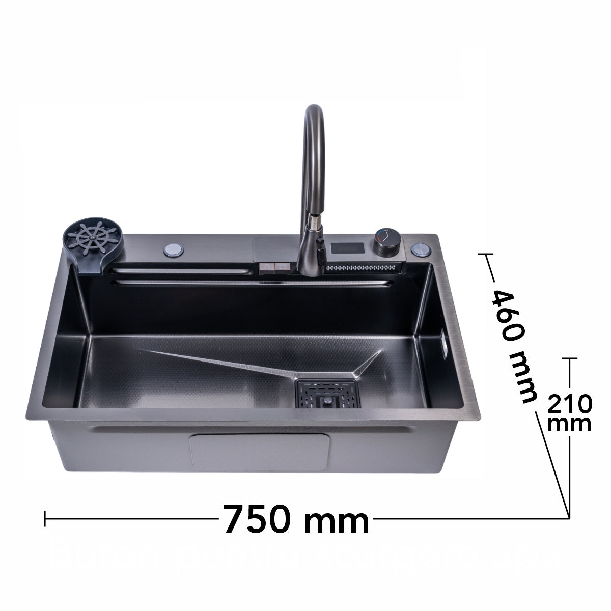Chiuveta multifunctionala Smart Cuisine, cu accesorii incluse, Naimeed D6745, functii multiple, otel inoxidabil, Gri, 210x750x460mm