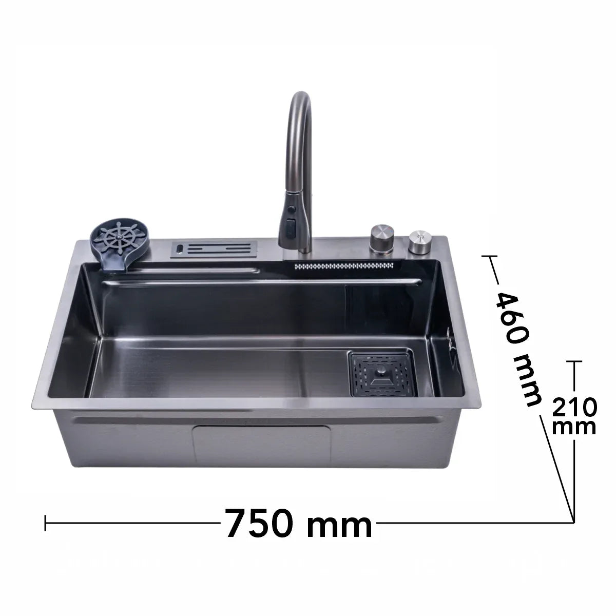 Chiuveta multifunctionala Smart Cuisine, cu accesorii incluse, Naimeed D6746, functii multiple, otel inoxidabil, Gri, 210x750x460mm - 221.ro