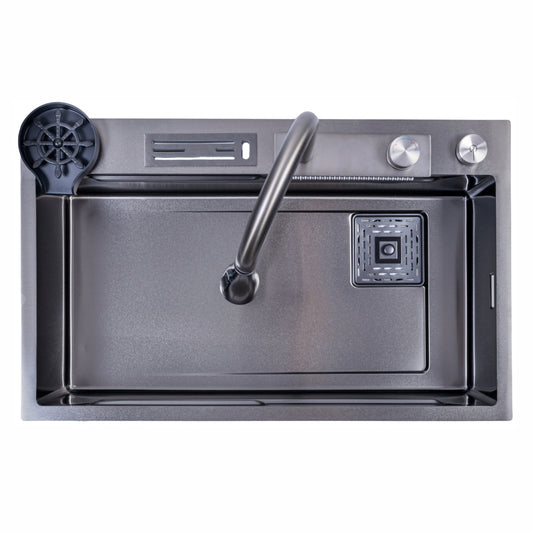 Chiuveta multifunctionala Smart Cuisine, cu accesorii incluse, Naimeed D6747, functii multiple, otel inoxidabil, Gri, 210x750x460mm