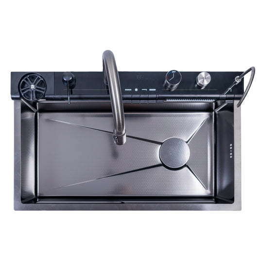 Chiuveta multifunctionala Smart Cuisine, cu accesorii incluse, Naimeed D6749, functii multiple, otel inoxidabil, Gri, 210x750x460mm