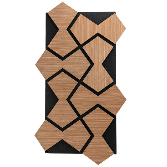 Set 5 Panouri riflaje acustice decorative, HDF si pasla, Naimeed D6753, 85x48x1.8cm, Stejar Inchis - 221.ro