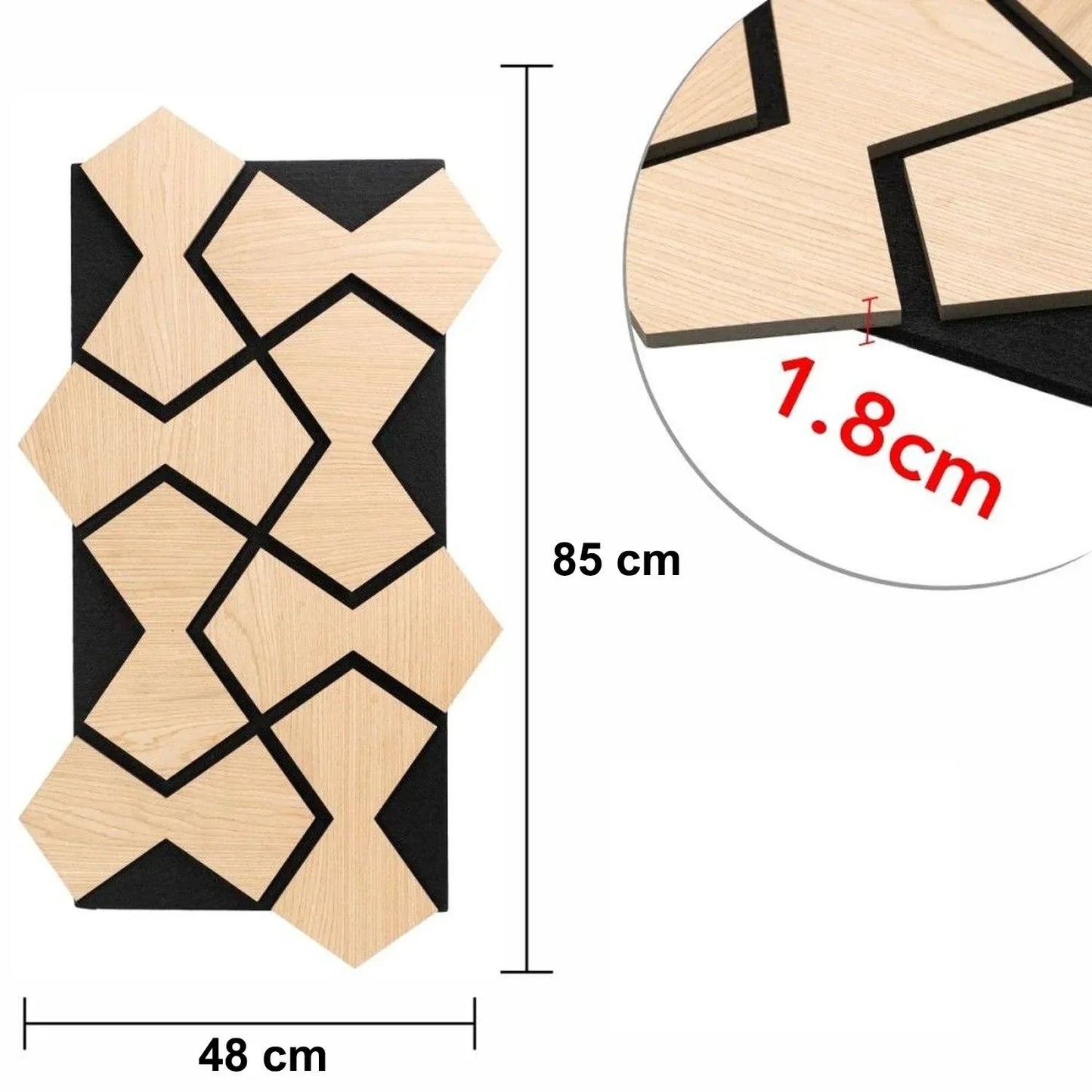 Set 5 Panouri riflaje acustice decorative, HDF si pasla, Naimeed D6755, 85x48x1.8cm, Stejar - 221.ro