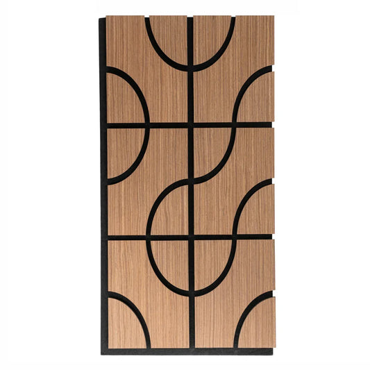 Set 5 Panouri riflaje acustice decorative, HDF si pasla, Naimeed D6756, 90x45x1.8cm, Stejar Inchis - 221.ro