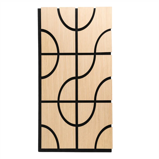Set 5 Panouri riflaje acustice decorative, HDF si pasla, Naimeed D6758, 90x45x1.8cm, Stejar - 221.ro