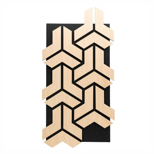 Set 5 Panouri riflaje acustice decorative, HDF si pasla, Naimeed D6759, 90x45x1.8cm, Stejar deschis - 221.ro