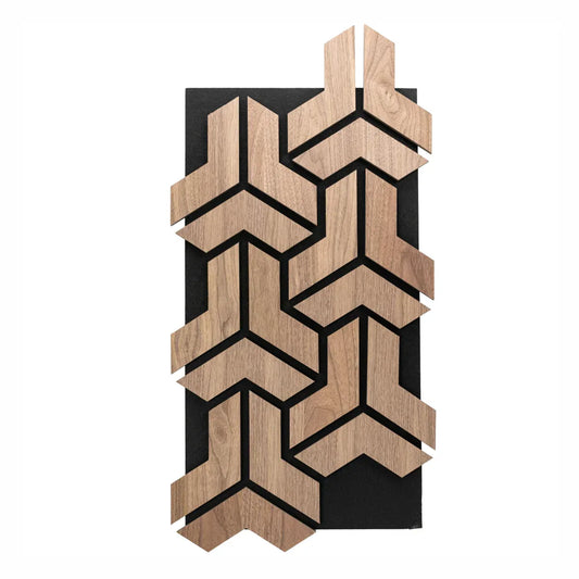 Set 5 Panouri riflaje acustice decorative, HDF si pasla, Naimeed D6760, 90x45x1.8cm, Stejar - 221.ro