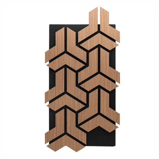 Set 5 Panouri riflaje acustice decorative, HDF si pasla, Naimeed D6761, 90x45x1.8cm, Stejar inchis - 221.ro