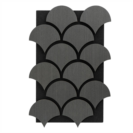 Set 5 Panouri riflaje acustice decorative, HDF si pasla, Naimeed D6762, 60x40x1.8cm, Gri