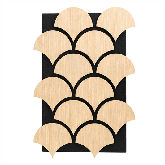 Set 5 Panouri riflaje acustice decorative, HDF si pasla, Naimeed D6763, 60x40x1.8cm, Stejar - 221.ro