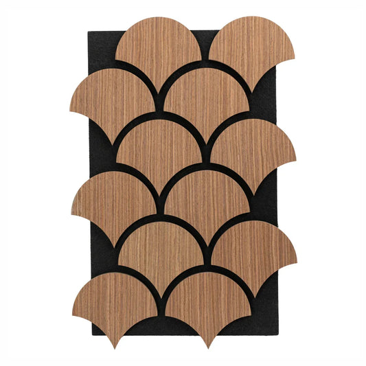 Set 5 Panouri riflaje acustice decorative, HDF si pasla, Naimeed D6764, 60x40x1.8cm, Stejar inchis - 221.ro