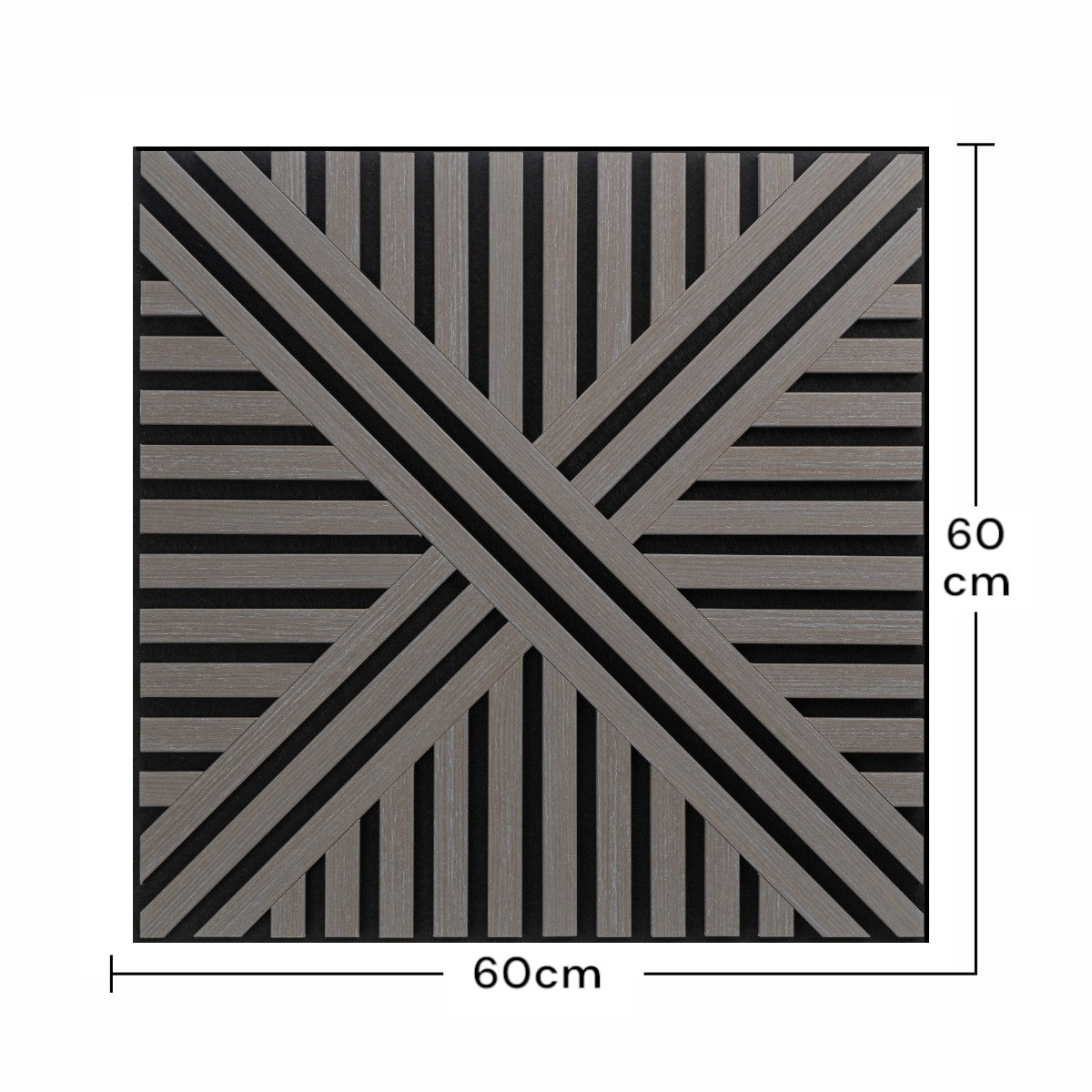 Set 5 Panouri riflaje acustice decorative, MDF si pasla, Naimeed D6765, 60x60x1.8cm, Gri