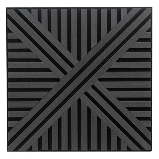 Set 5 Panouri riflaje acustice decorative, MDF si pasla, Naimeed D6766, 60x60x1.8cm, Negru
