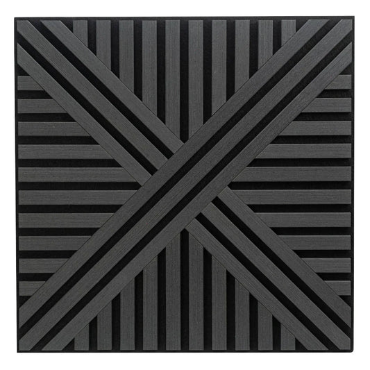 Set 5 Panouri riflaje acustice decorative, MDF si pasla, Naimeed D6766, 60x60x1.8cm, Negru - 221.ro