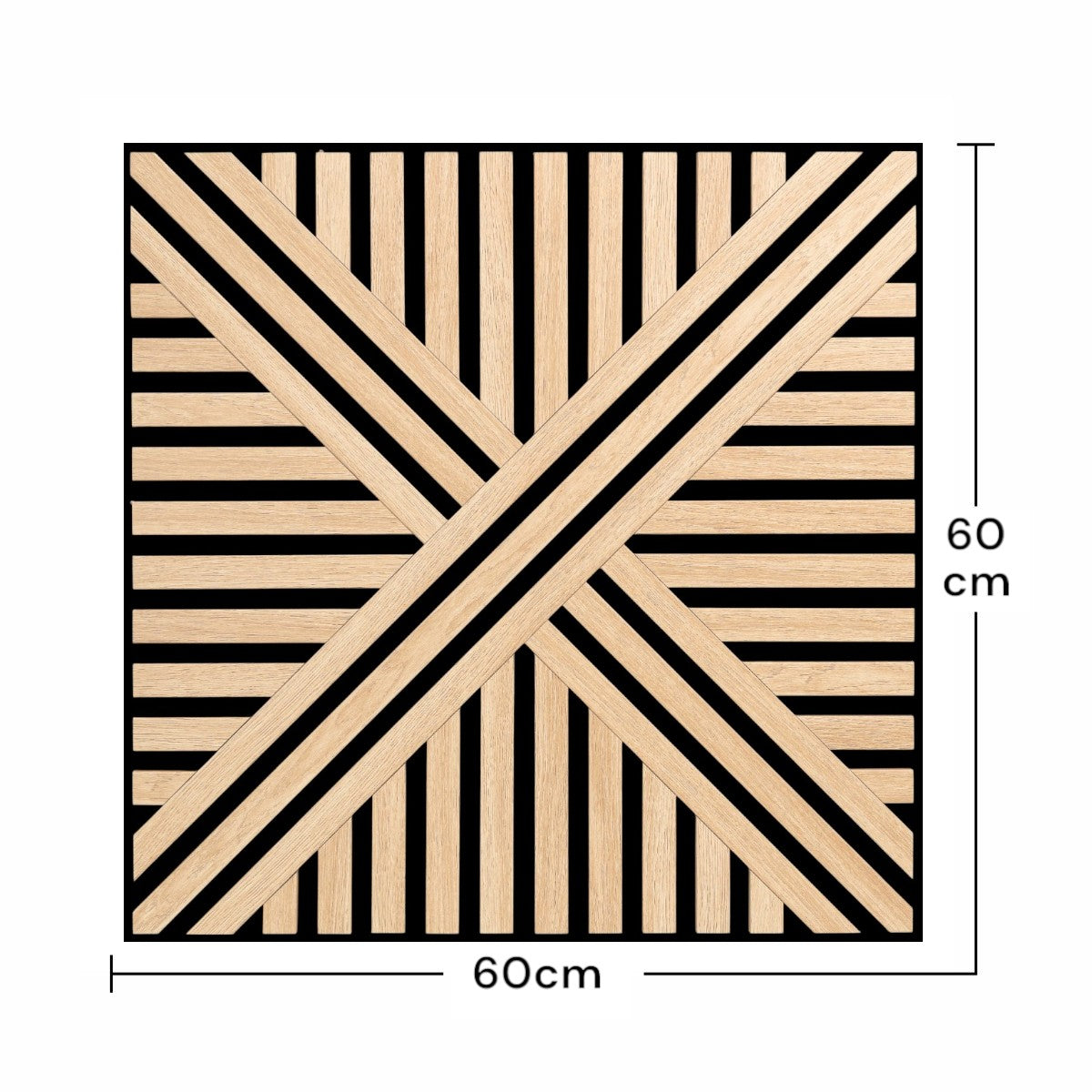 Set 5 Panouri riflaje acustice decorative, MDF si pasla, Naimeed D6767, 60x60x1.8cm, Stejar