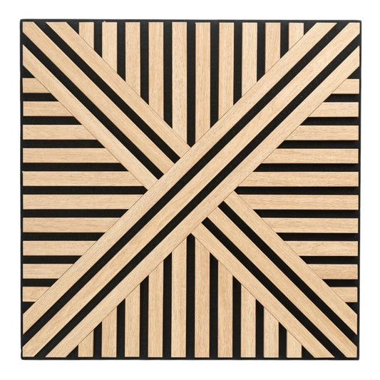 Set 5 Panouri riflaje acustice decorative, MDF si pasla, Naimeed D6767, 60x60x1.8cm, Stejar - 221.ro