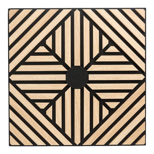 Set 5 Panouri riflaje acustice decorative, MDF si pasla, Naimeed D6768, 60x60x1.8cm, Stejar