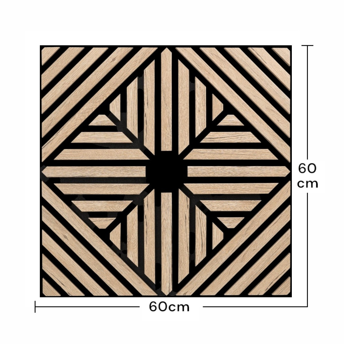 Set 5 Panouri riflaje acustice decorative, MDF si pasla, Naimeed D6769, 60x60x1.8cm, Stejar inchis