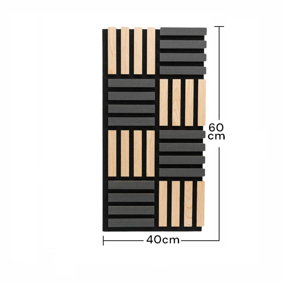 Set 5 Panouri riflaje acustice decorative, MDF si pasla, Naimeed D6771, 60x40x2.1cm, Stejar/Negru - 221.ro