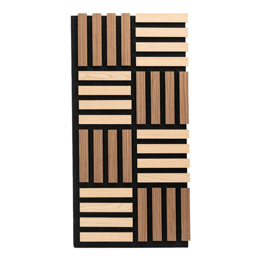 Set 5 Panouri riflaje acustice decorative, MDF si pasla, Naimeed D6773, 60x40x2.1cm, Stejar/Stejar inchis - 221.ro