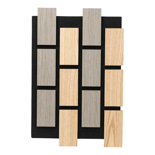 Set 5 Panouri riflaje acustice decorative, MDF si pasla, Naimeed D6774, 60x40x2.1cm, Stejar/Gri - 221.ro