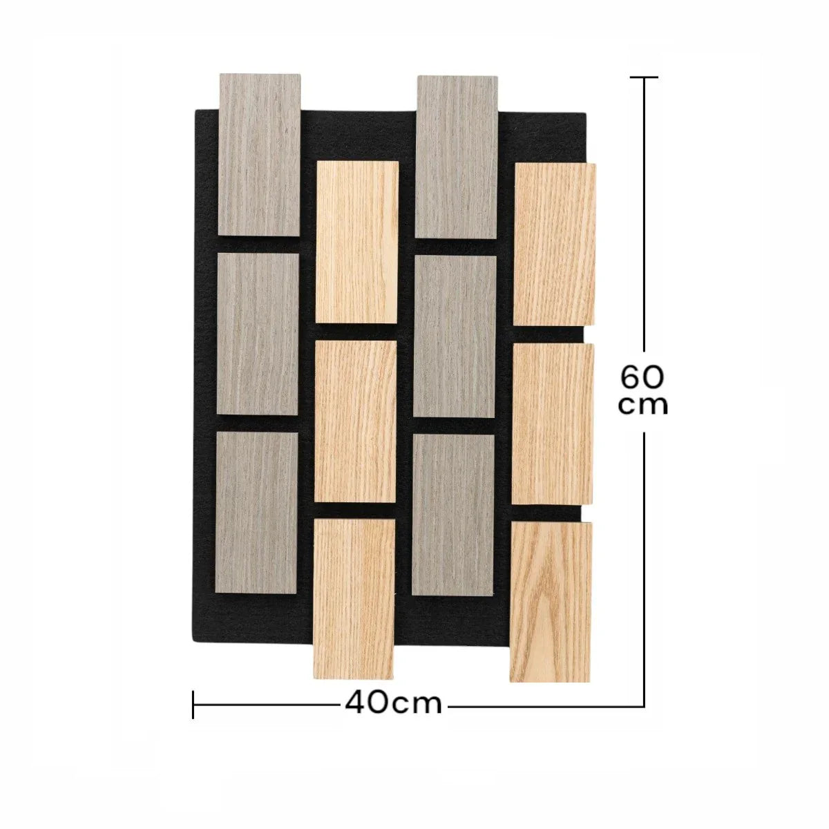 Set 5 Panouri riflaje acustice decorative, MDF si pasla, Naimeed D6774, 60x40x2.1cm, Stejar/Gri - 221.ro