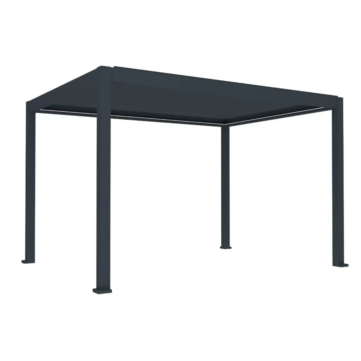 Pergola bioclimatica, iluminare LED, aluminiu, acoperis motorizat, Naimeed D6783, 400x300x250cm, Gri antracit - 221.ro