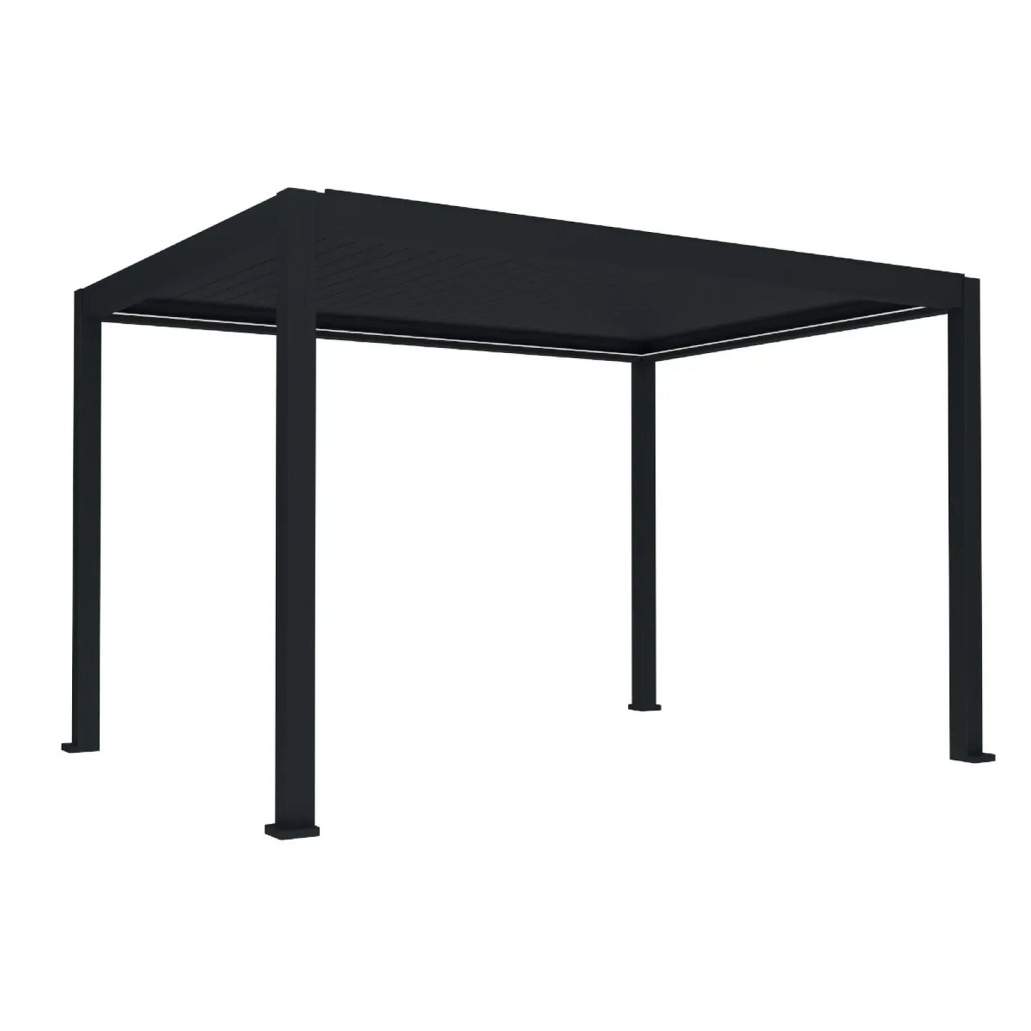 Pergola bioclimatica, iluminare LED, aluminiu, acoperis motorizat, Naimeed D6784, 400x300x250cm, Negru - 221.ro