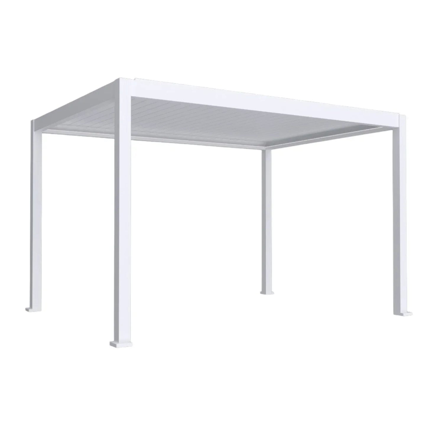 Pergola bioclimatica, iluminare LED, aluminiu, acoperis motorizat, Naimeed D6785, 400x300x250cm, Alb - 221.ro