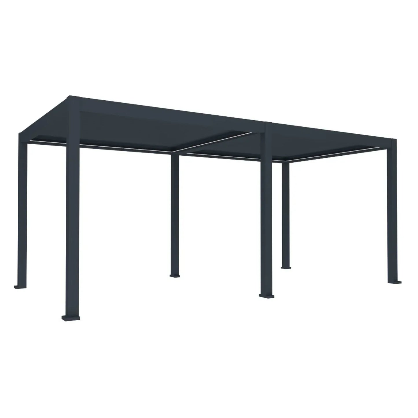 Pergola bioclimatica, iluminare LED, aluminiu, acoperis motorizat, Naimeed D6786, 600x300x250cm, Gri antracit - 221.ro