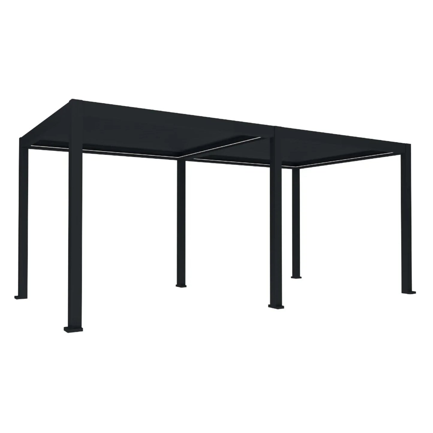Pergola bioclimatica, iluminare LED, aluminiu, acoperis motorizat, Naimeed D6787, 600x300x250cm, Negru - 221.ro