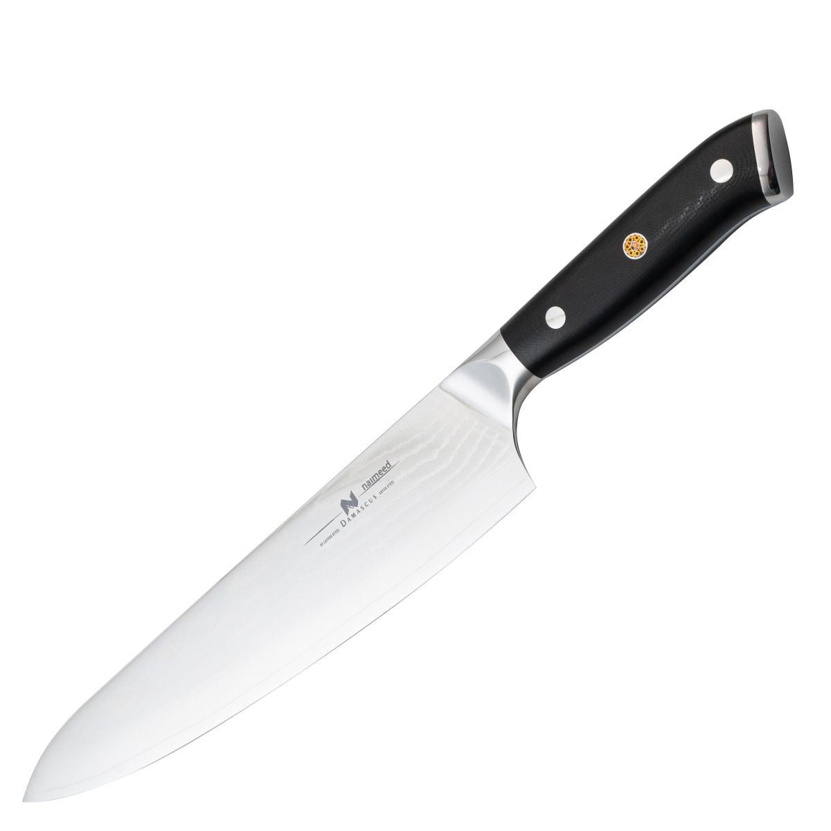 Cutit de bucatar, din otel Damascus, Naimeed D6822, damasc 67 straturi, 38 cm, Negru