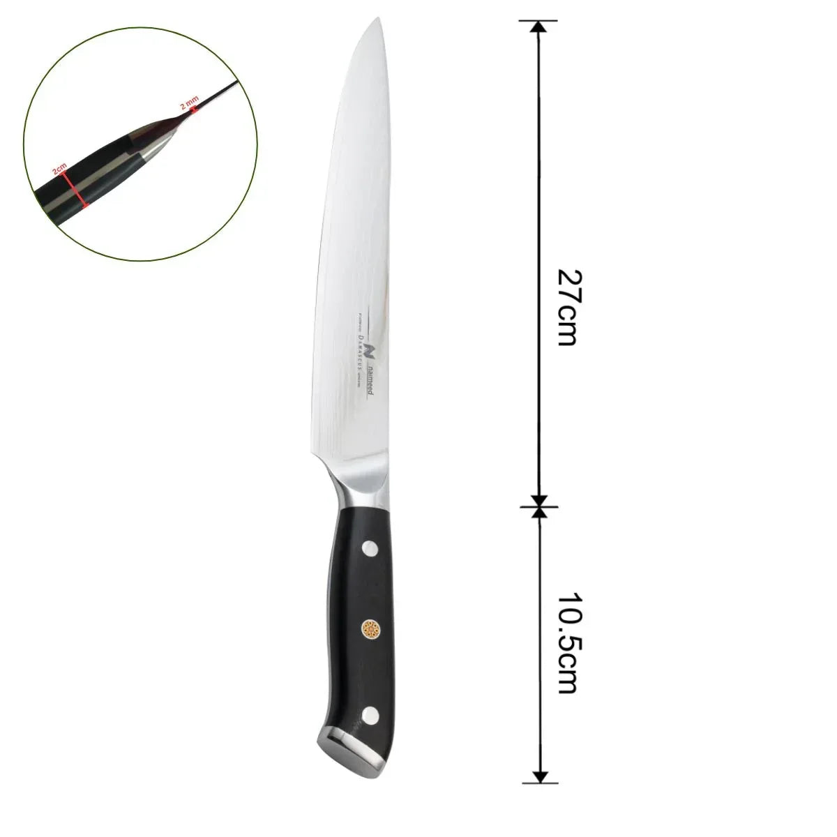 Cutit feliere, din otel Damascus, Naimeed D6823, damasc 67 straturi, 37.5 cm, Negru - 221.ro
