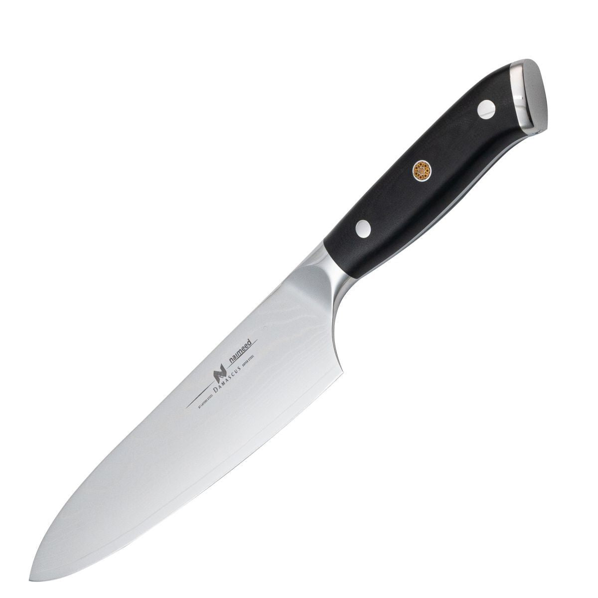 Cutit de bucatar, din otel Damascus, Naimeed D6824, damasc 67 straturi, 34 cm, Negru
