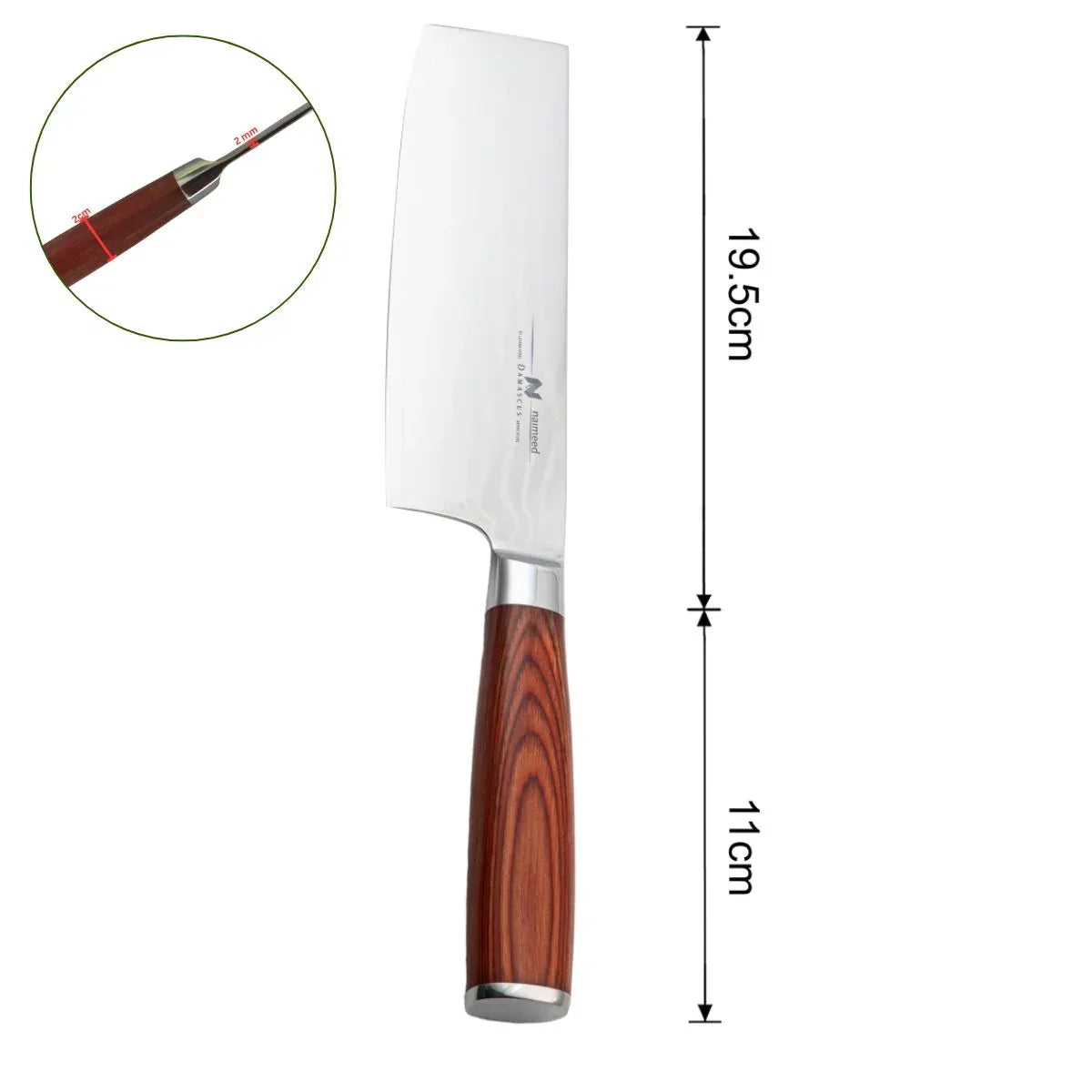 Cutit Profesional pentru tocat, din otel Damascus, Naimeed D6828, damasc 67 straturi, 30.5 cm, Maro - 221.ro
