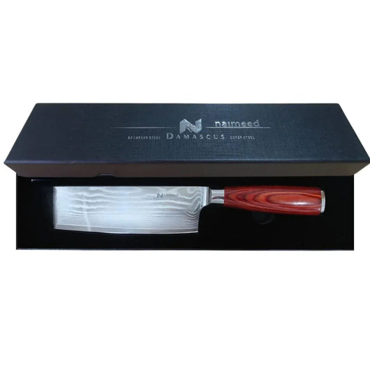 Cutit Profesional pentru tocat, din otel Damascus, Naimeed D6828, damasc 67 straturi, 30.5 cm, Maro - 221.ro