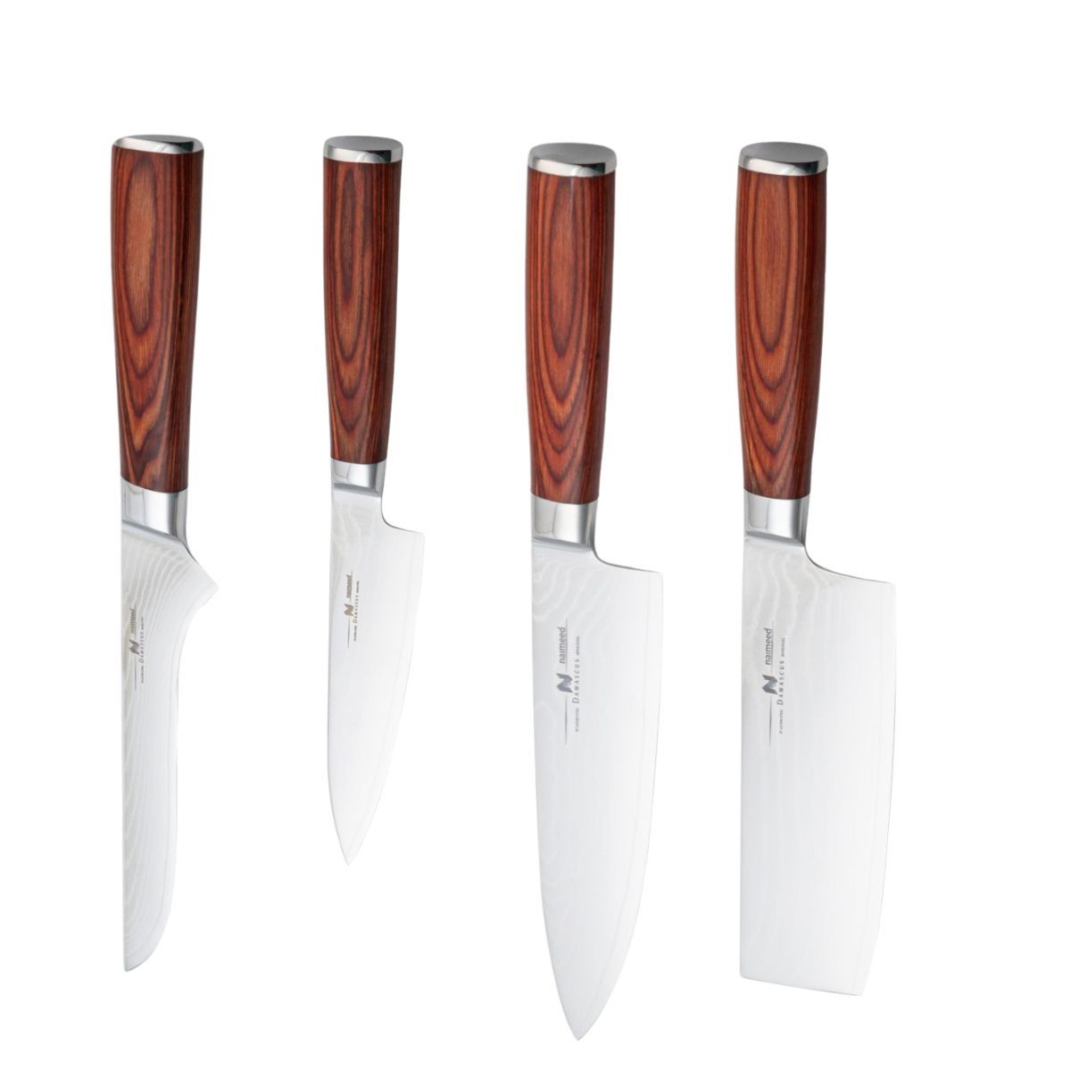 Cutit Profesional pentru tocat, din otel Damascus, Naimeed D6829, damasc 67 straturi, 33.5 cm, Maro