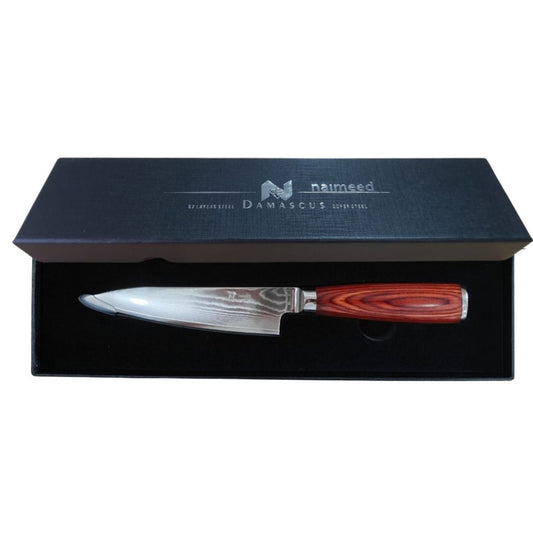 Cutit multifunctional, din otel Damascus, Naimeed D6830, damasc 67 straturi, 25.5 cm, Maro