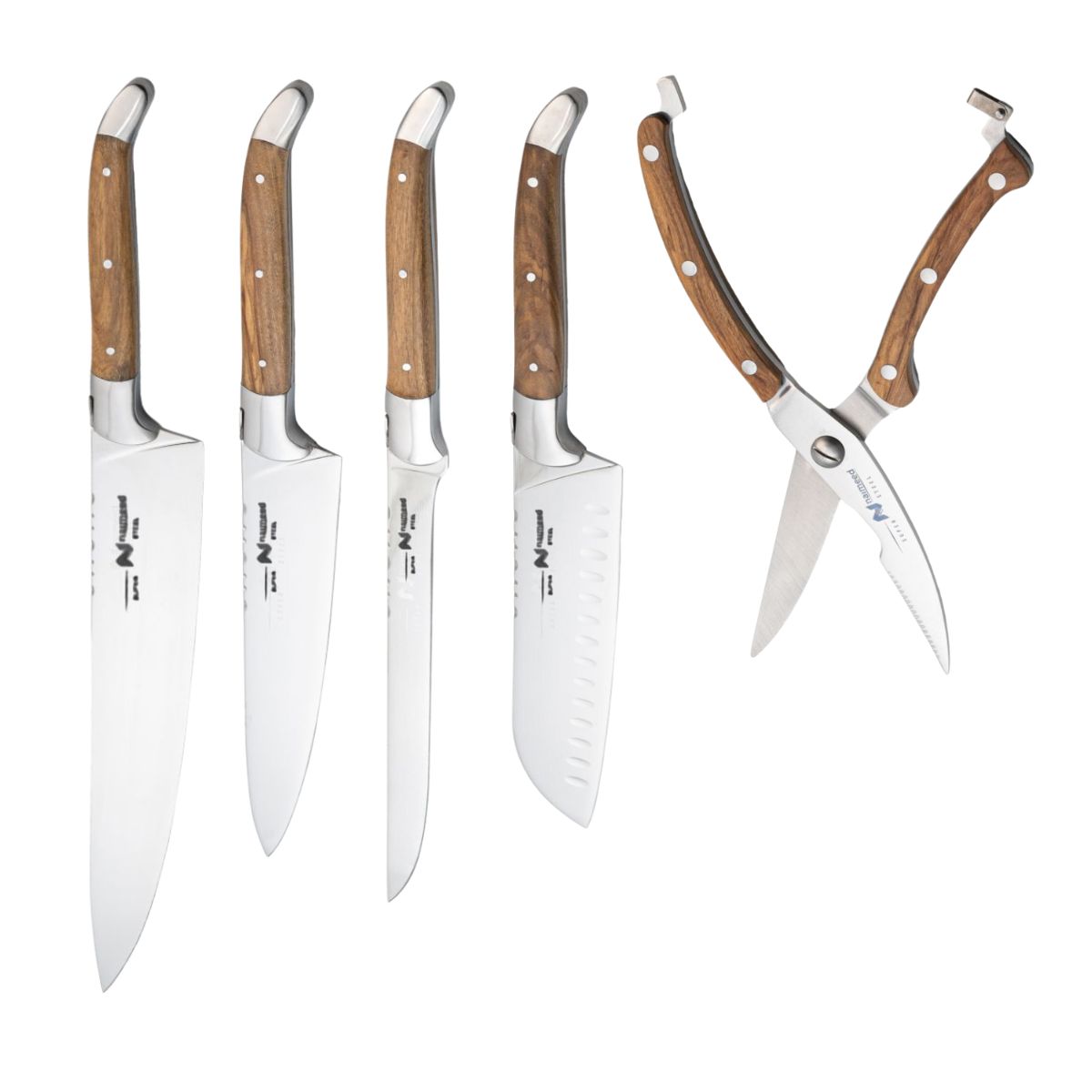 Cutit de bucatarie profesional, din otel inoxidabil, 44 cm, Naimeed D6835, Maro deschis