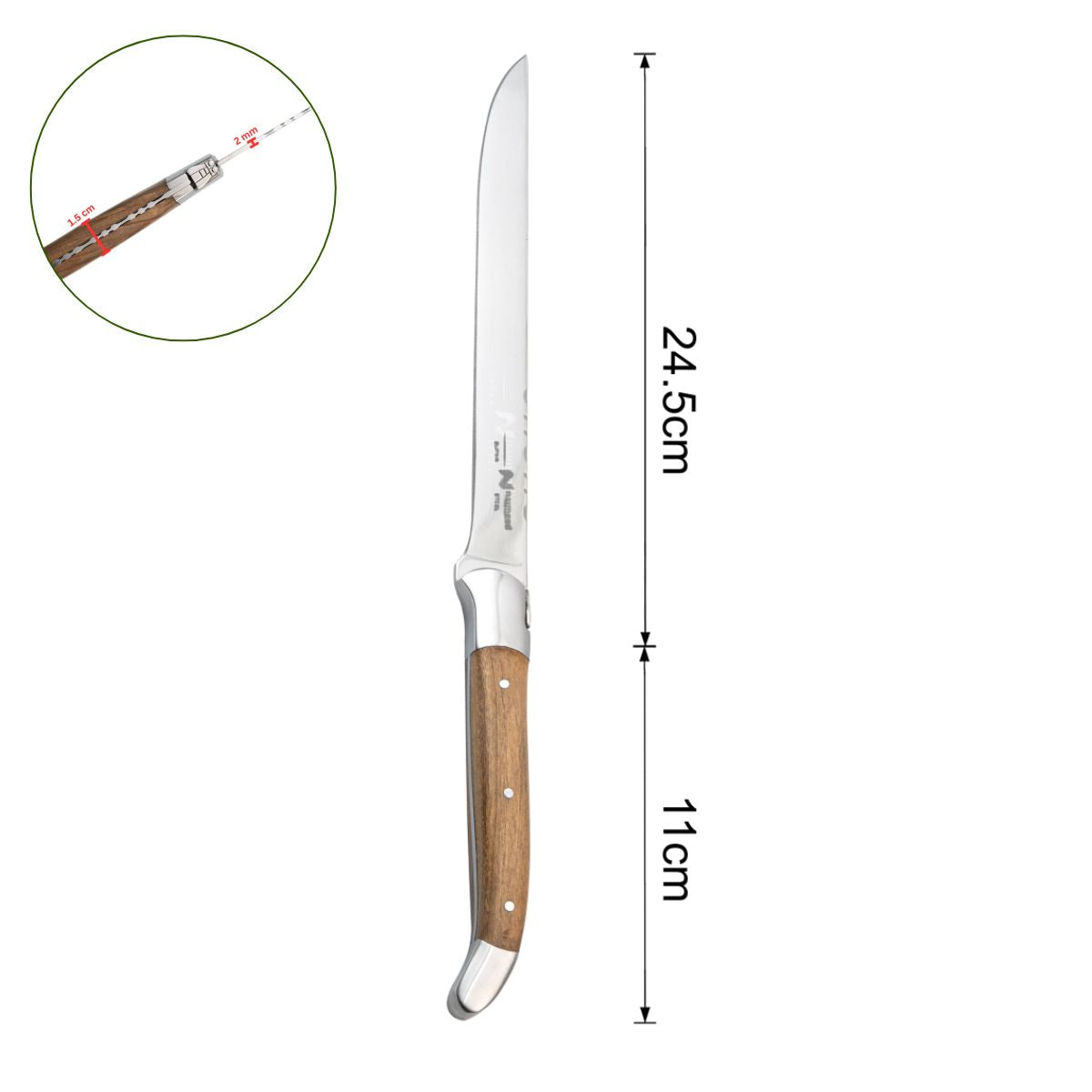 Cutit de filetat profesional, din otel inoxidabil, 35.5 cm, Naimeed D6837, Maro deschis