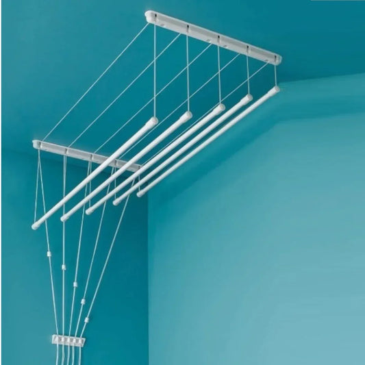 Uscator rufe de tavan, metalic, 5 bare, Naimeed D6840, 180x50x320cm, Alb - 221.ro