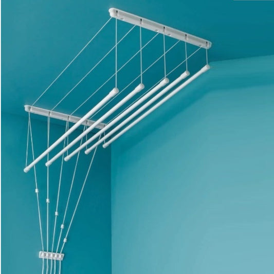 Uscator rufe de tavan, metalic, 5 bare, Naimeed D6840, 180x50x320cm, Alb