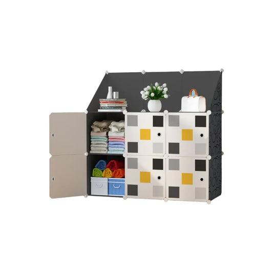 Dulap Modular Copii, 6 Usi, Naimeed D6854, 110x75x37 cm, Negru - 221.ro