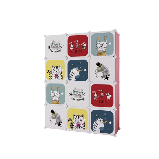 Dulap Modular Copii, 12 Usi, Naimeed D6864, 148x110x37 cm, Roz - 221.ro