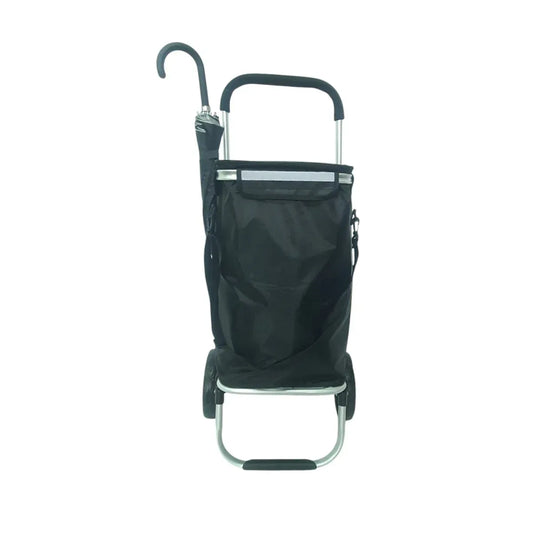 Carucior cumparaturi pliabil cu 2 roti rezistente si sac textil impermeabil, detasabil cu 2 buzunare laterale, Naimeed D6868, capacitate 43.5L, 96x42x28cm, Negru - 221.ro