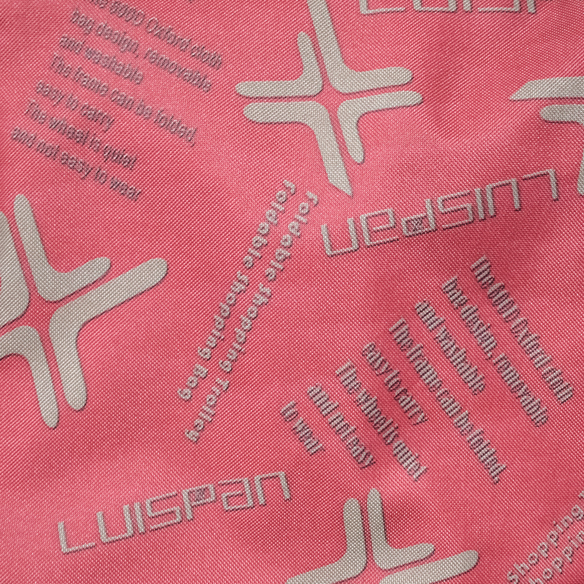 Carucior cumparaturi pliabil cu 2 roti rezistente si sac textil, detasabil cu 2 buzunare laterale, Naimeed D6870, capacitate 49L, 100x45x34cm, Rosu