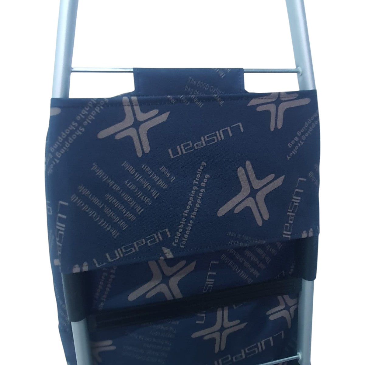 Carucior cumparaturi pliabil cu 2 roti rezistente si sac textil, detasabil cu 2 buzunare laterale, Naimeed D6871, capacitate 49L, 100x45x34cm, Albastru