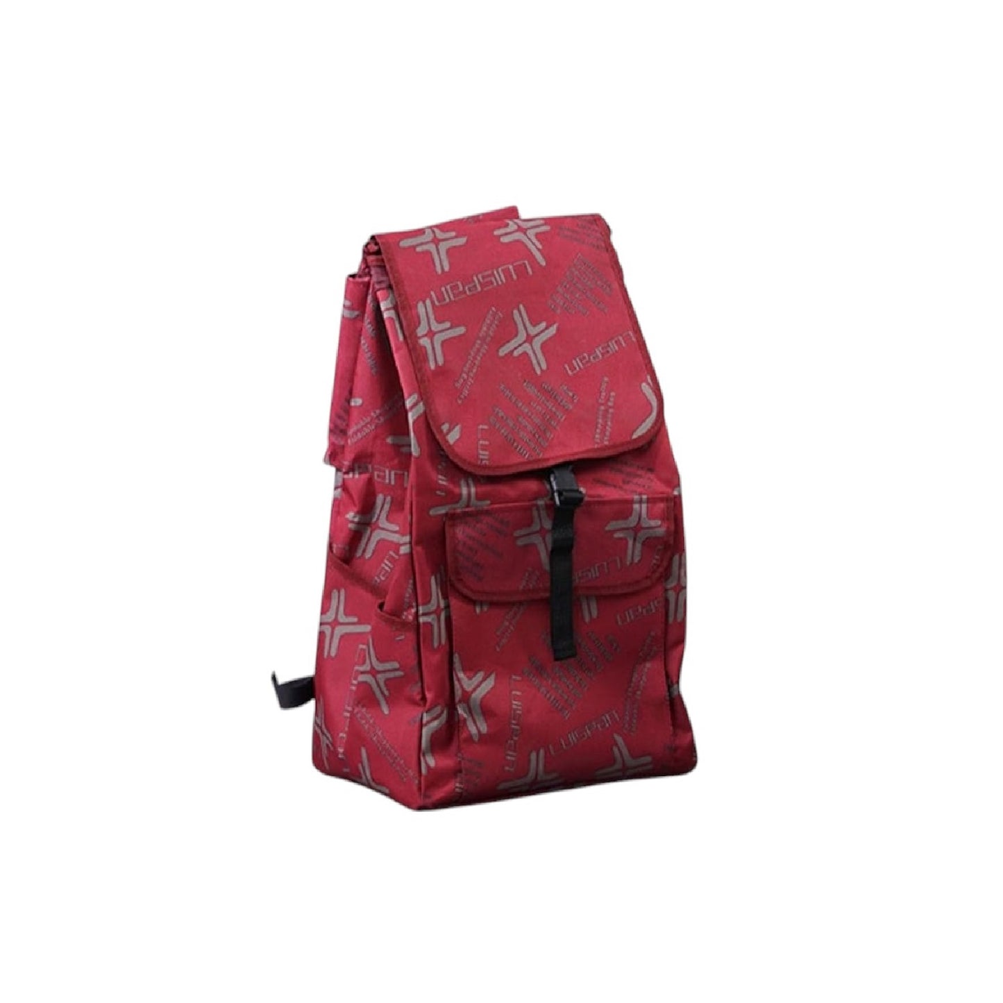 Carucior cumparaturi pliabil cu 2 roti rezistente si sac textil, detasabil cu 2 buzunare laterale, Naimeed D6870, capacitate 49L, 100x45x34cm, Rosu