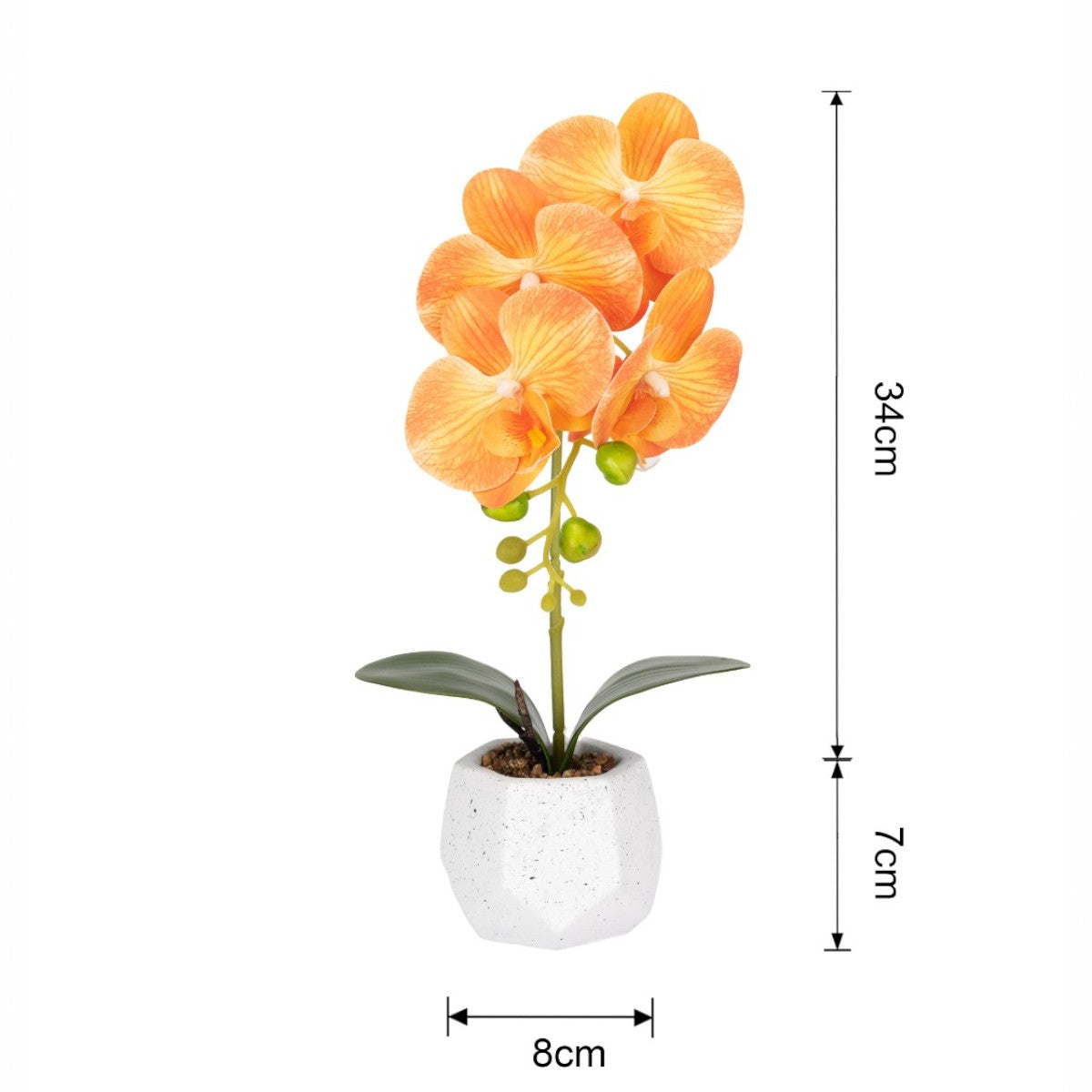 Orhidee cu aspect natural in ghiveci ceramic, 41 cm, Naimeed D6885, Portocaliu